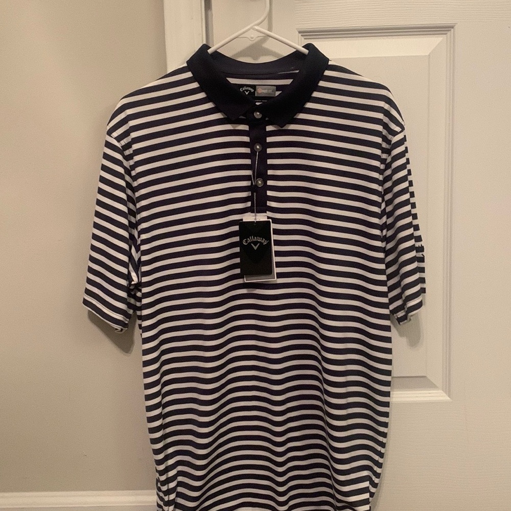 NWT Callaway opti-dri Golf Polo (Large) (Navy/White)